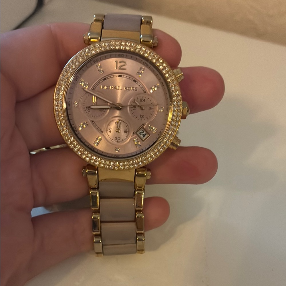 Michael Kors Gold and Pink Chronograph Watch